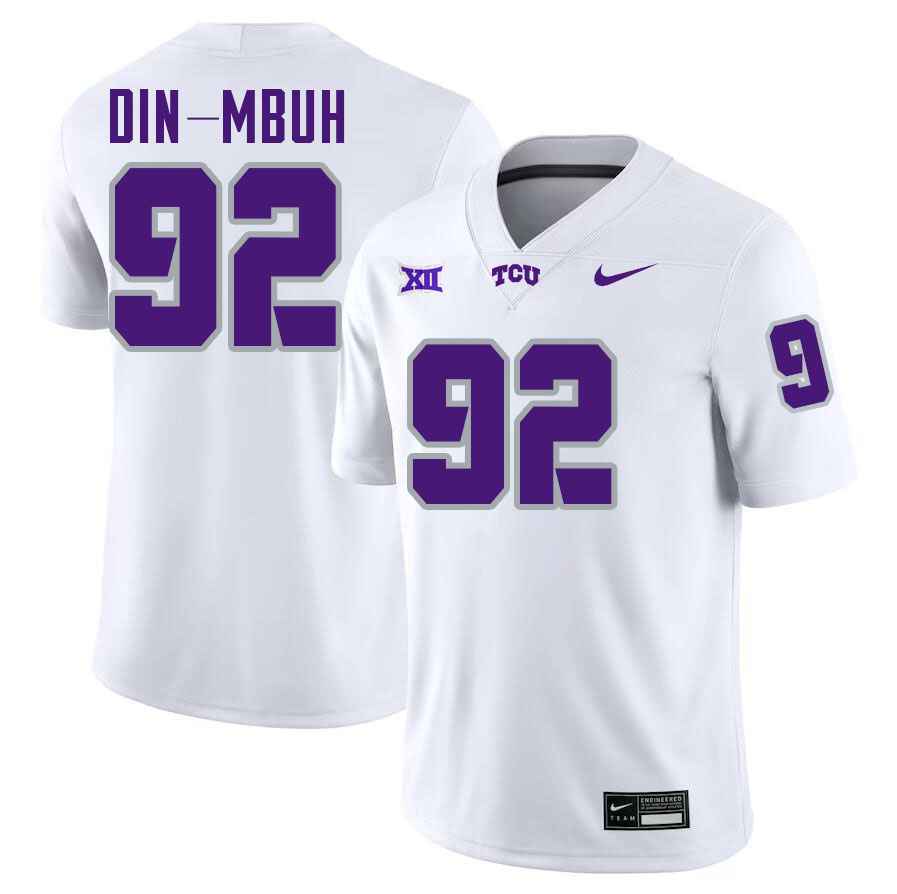 #92 Ansel Din-Mbuh TCU Jersey,Texas Christian University Horned Frogs Football Jersey-White